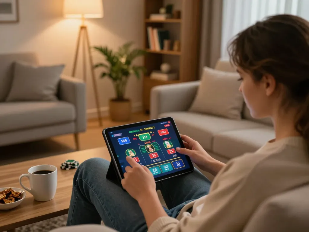 Enjoying online gaming at home with go 88 tablet interface displayed
