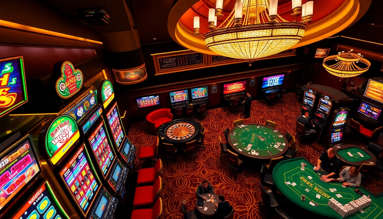 Experience thrilling slot gacor action with vibrant slot machines and engaging table games in a luxurious casino.