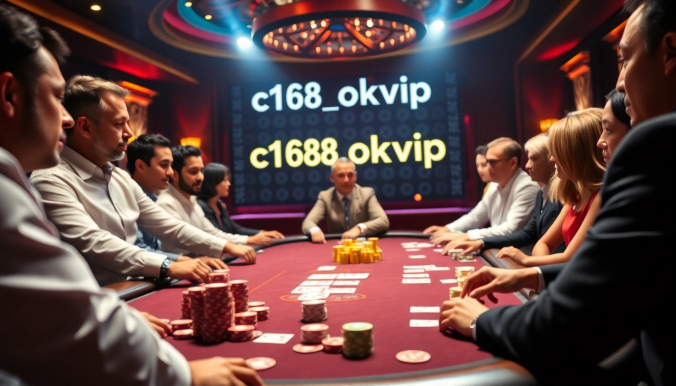 Engaging players at the poker table showcasing c168 okvip for thrilling gaming moments.