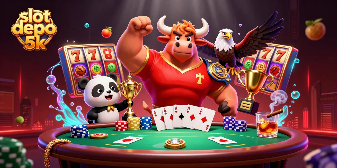 Experience thrilling gameplay with slot depo 5k through vibrant illustrations of winning characters and dynamic slot elements.