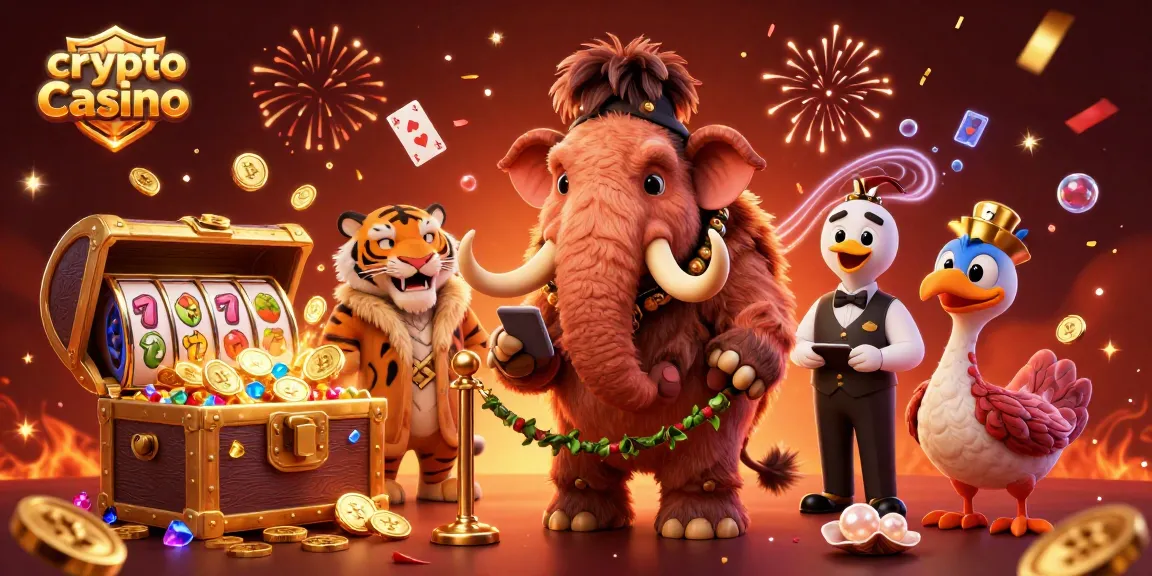 Engage in the vibrant world of a crypto casino with a mammoth bouncer, saber-tooth VIP, and a dodo doorman.