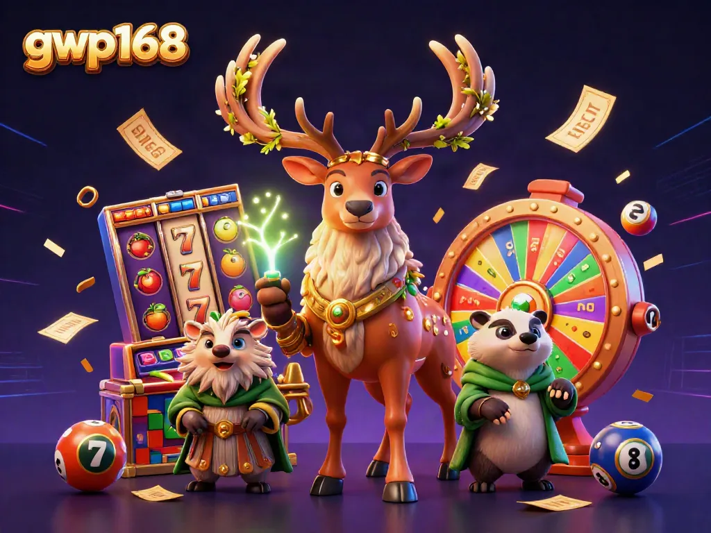 GWP168 menampilkan permainan slot dengan ilustrasi 3D berwarna cerah dan karakter menarik.
