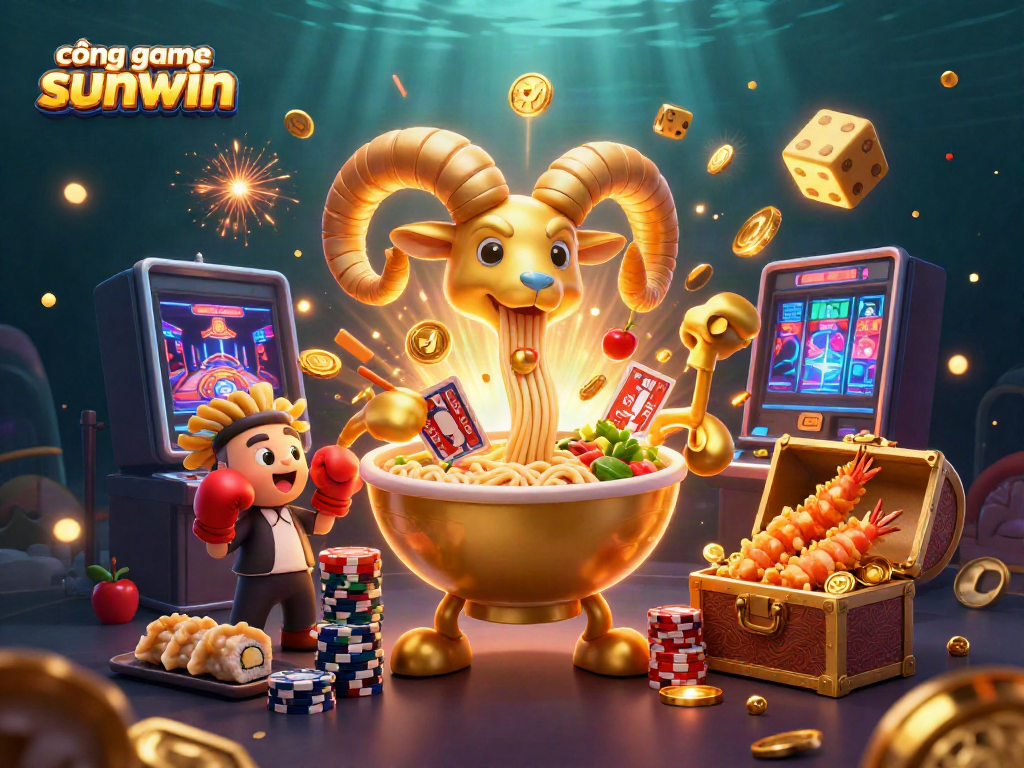 Engage with cổng game sunwin as a giant ramen dealer captivates with games, bonuses, and vibrant casino energy.