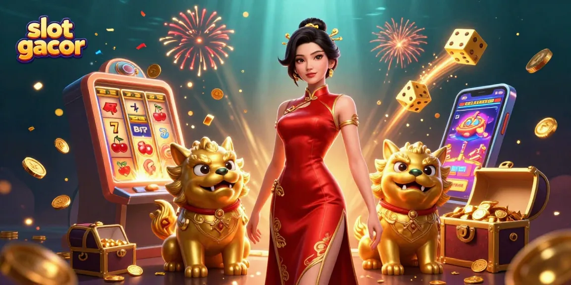 Experience thrilling slot gacor excitement with lively symbols in a vibrant casino scene.