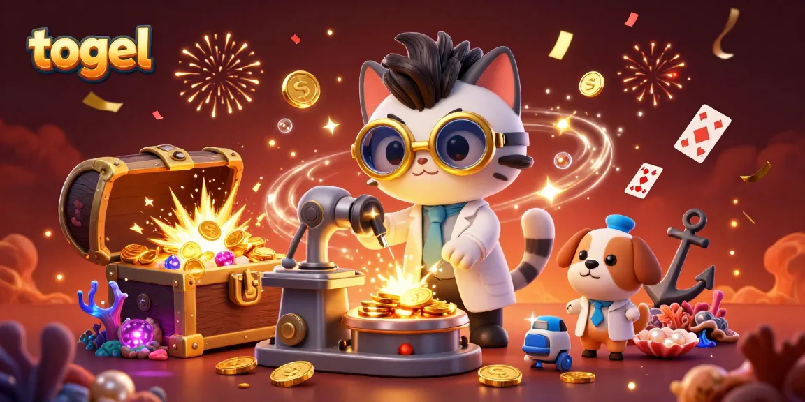 Experience thrilling togel gameplay with a mad scientist cat and lab assistant in an explosive scene.
