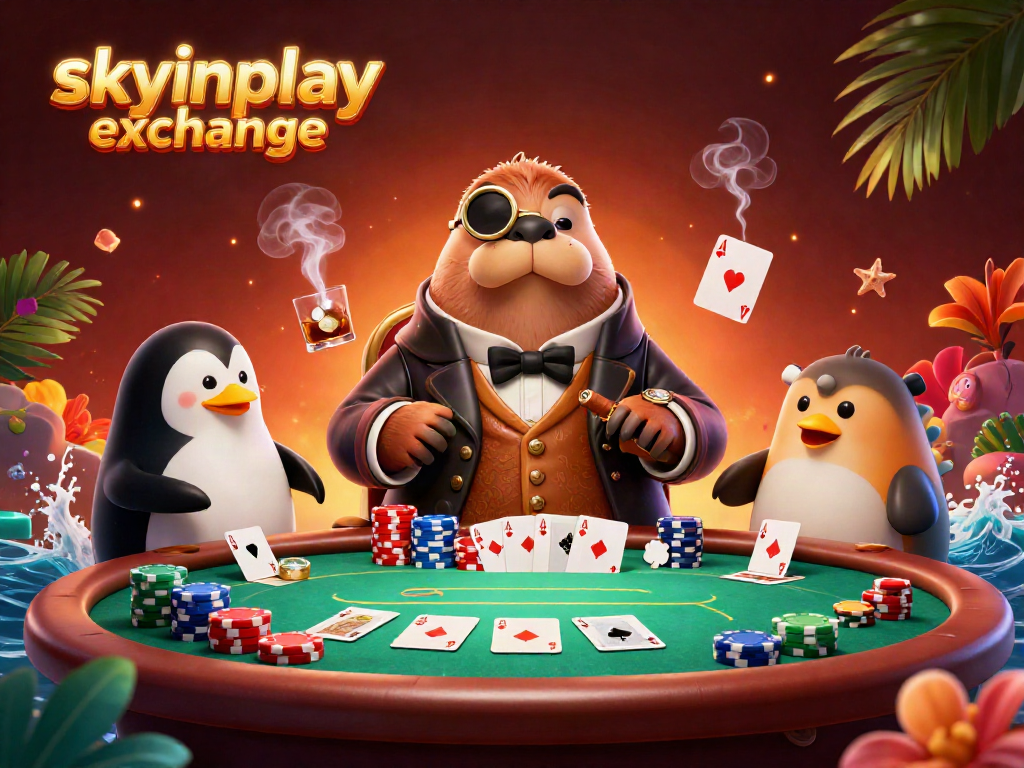 Experience dynamic poker action at the skyinplay exchange featuring cartoon characters in a thrilling underwater setting.