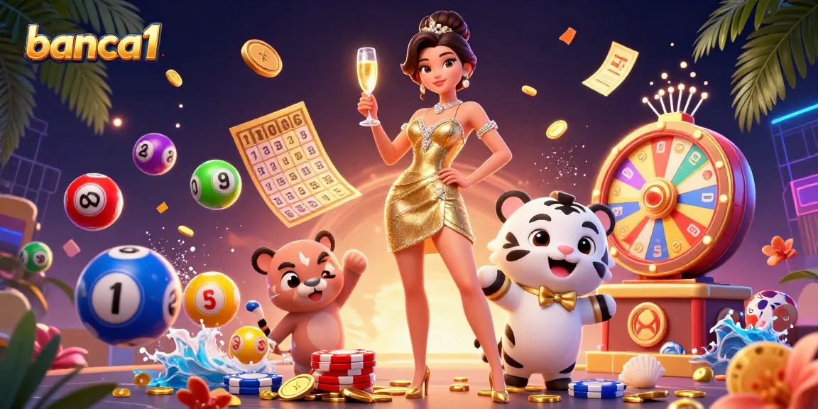 Engage in the thrilling bingo experience with banca1 as colorful balls bounce dynamically amidst casino glamour.