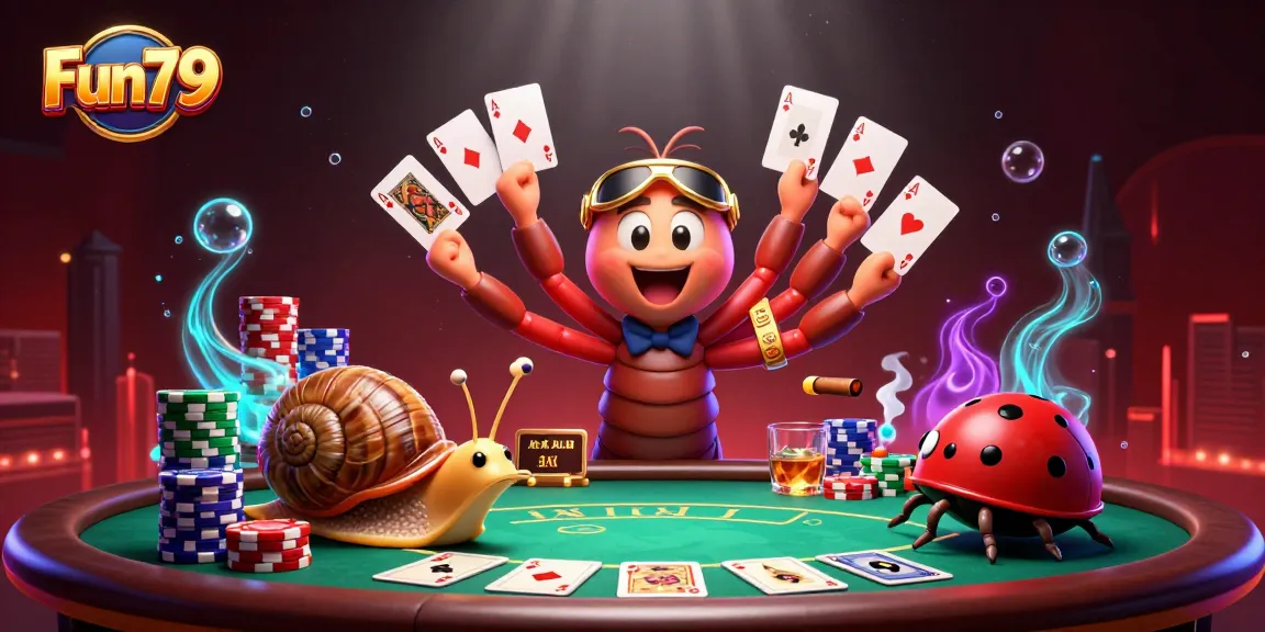 Experience thrilling Fun79 casino action with millipede dealers and high rollers in a lively poker scene.