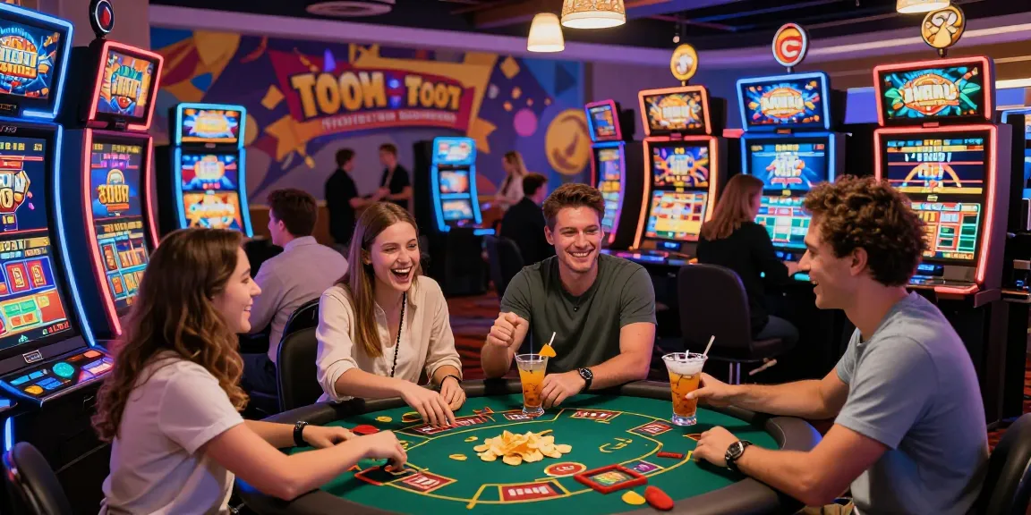Engaged players at an online gambling platform https://fau88.com/ celebrating victories in a vibrant casino setting.