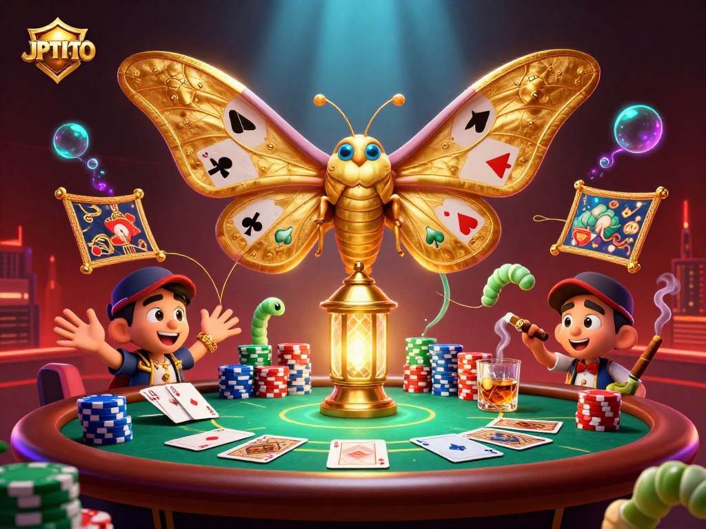 Engage with JPTOTO's classic Toto Togel game, illuminated by vibrant casino elements, in a stunning scene.
