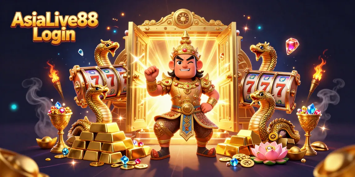 Spin and win with AsiaLive88 Login at this vibrant casino scene filled with treasures and excitement.