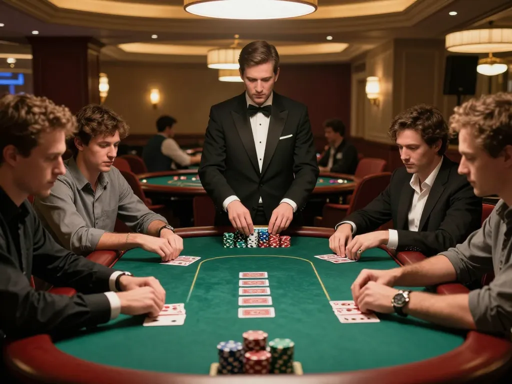 Players enjoying poker at trang chủ 5679 with vibrant stacks of chips creating an engaging atmosphere.