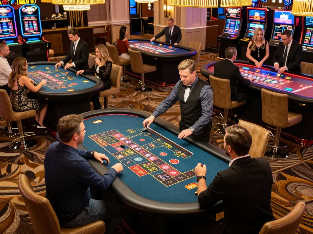 Players enjoying the roulette tables at SC88 casino, experiencing strategic gameplay in a lively atmosphere.