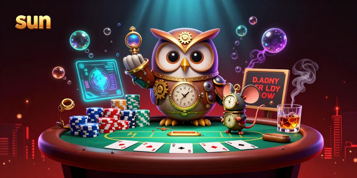 Experience sun-inspired casino gaming with a whimsical owl and vibrant poker elements.