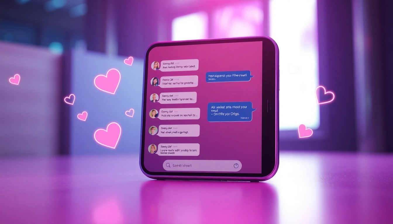 Engaging AI chat interface with a virtual girlfriend in a futuristic setting, highlighting the keyword ai slut.
