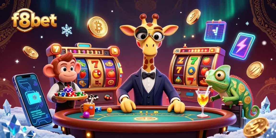 Experience thrilling games with f8bet's vibrant slot scene featuring engaging characters and crypto elements.