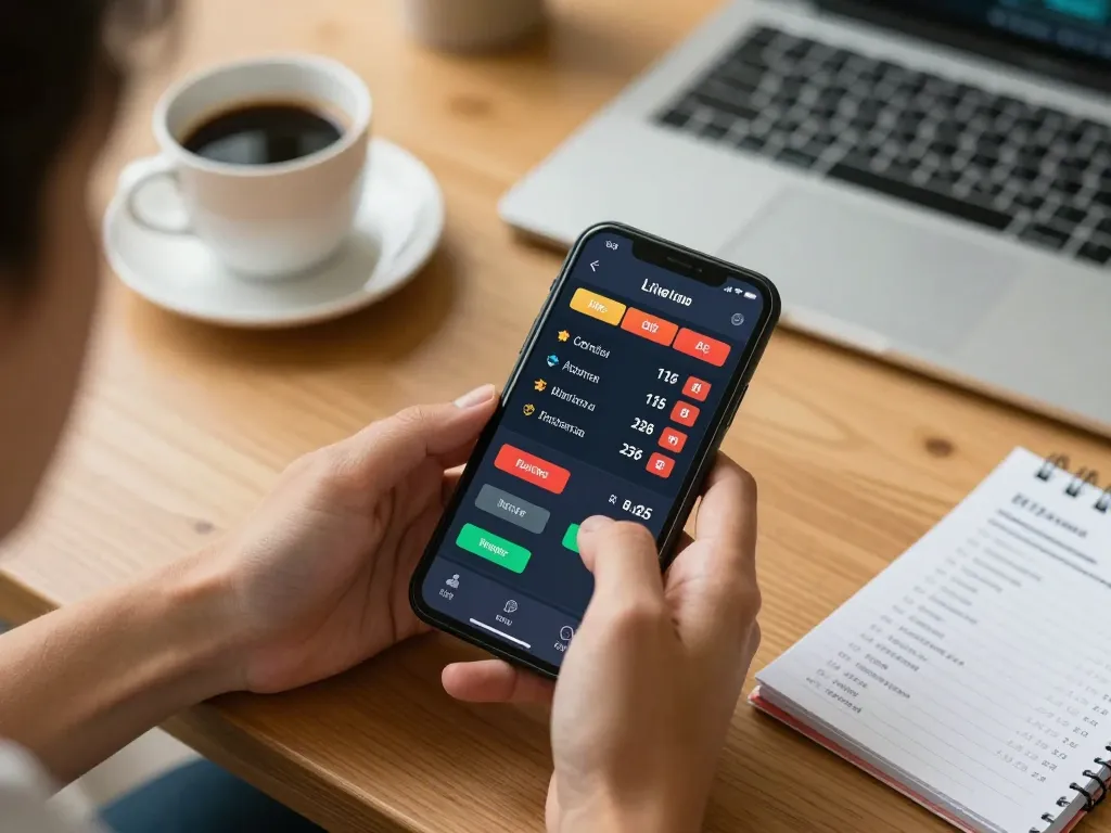 Sports betting on hz88 app displayed on smartphone in a cozy home setting