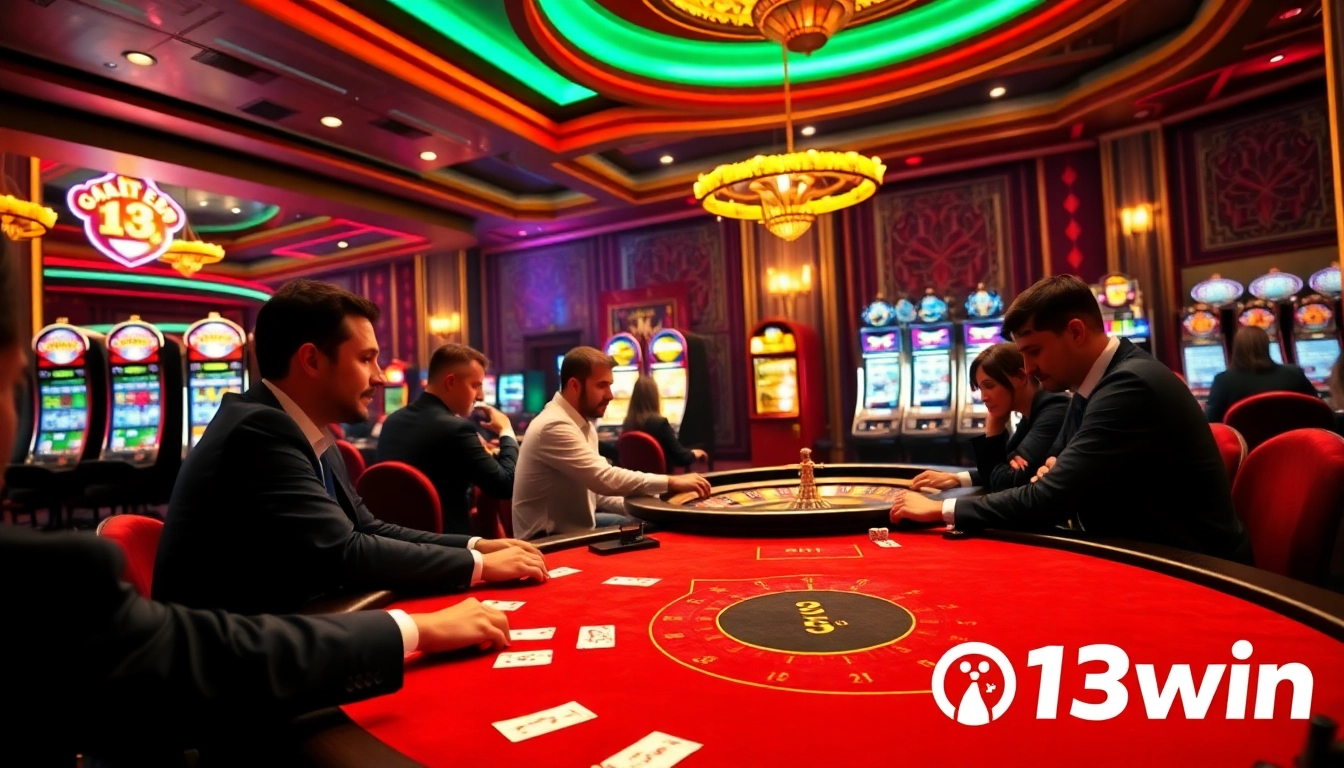 Exciting poker game at a luxurious casino environment by 13win group.