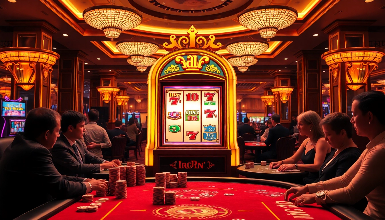 Experience high-stakes excitement at an idn slot machine in a luxurious casino setting.