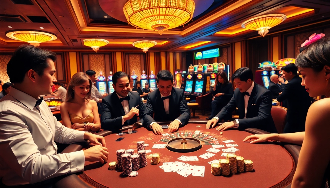 Engaging poker game at 23win nhà cái showcasing excitement and vibrant casino atmosphere.