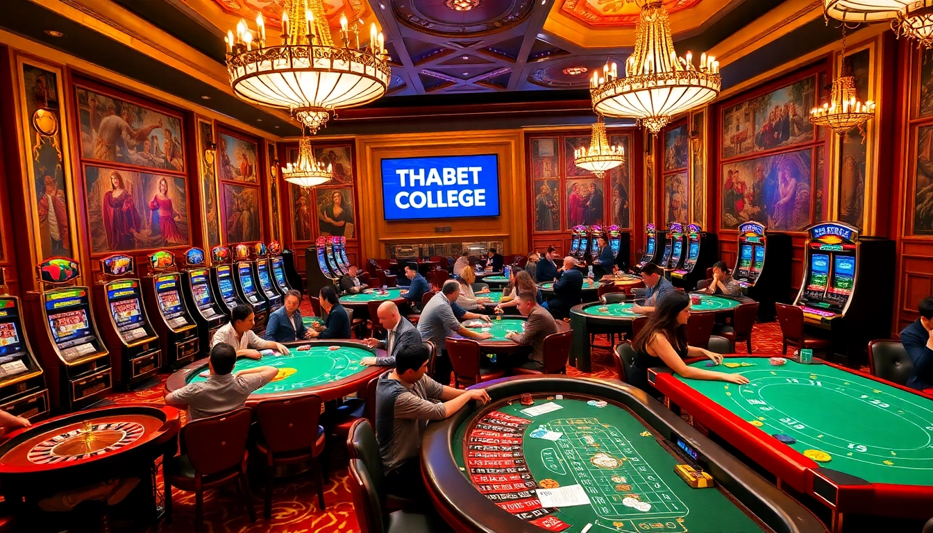 Experience the thrill of winning at thabet college's vibrant casino gaming tables.